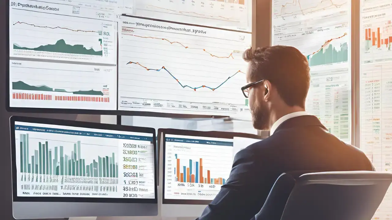 198 रुपये का जबरदस्त प्रीमियम! IPO में निवेश का आखिरी मौका कल A financial analyst monitors multiple screens displaying stock market charts and data, analyzing trends for Sahasra Electronics IPO performance, highlighting the growing demand and investor interest as the IPO sees high subscription rates. Ideal for illustrating articles related to IPO market trends and stock performance.